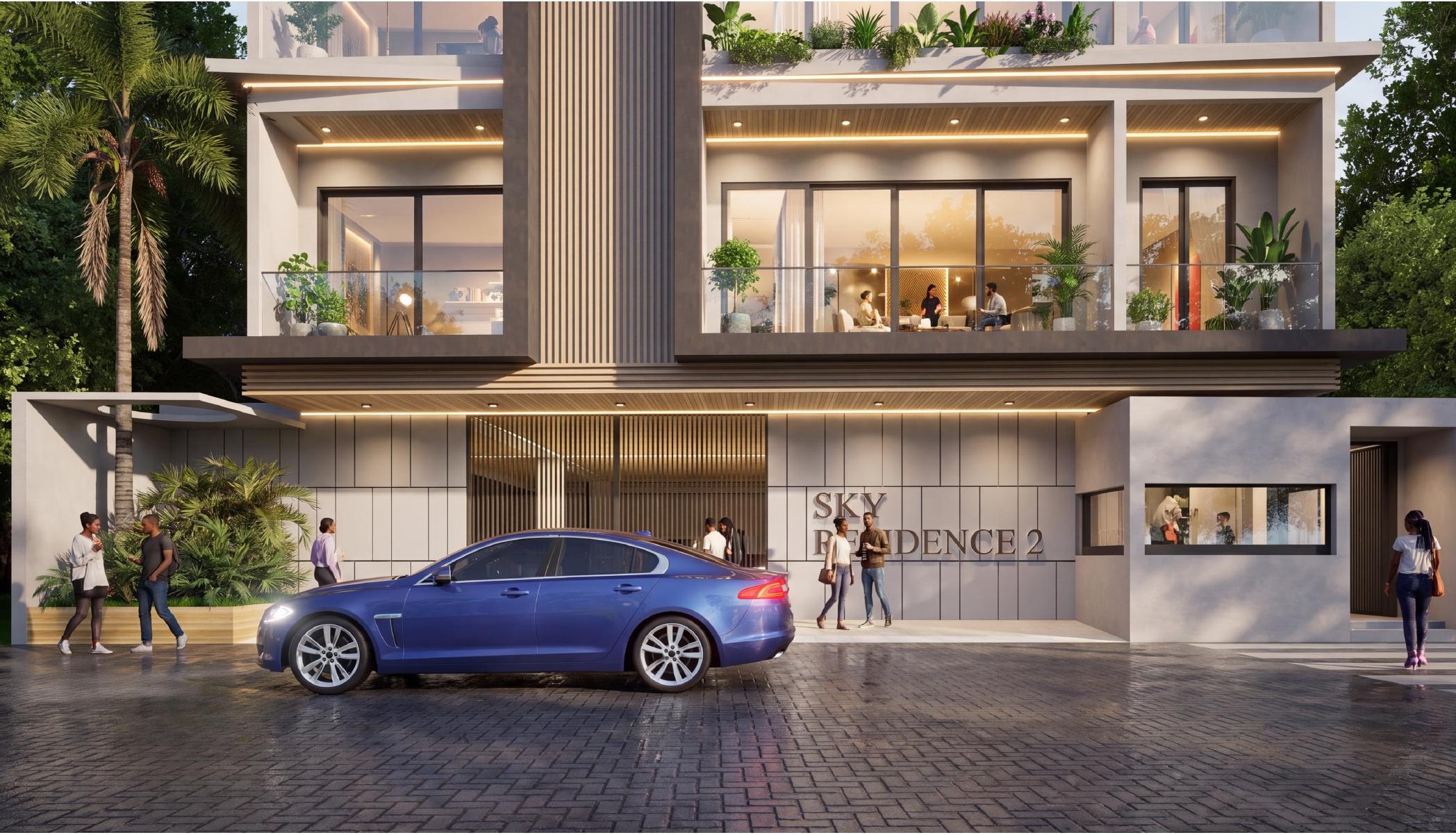 Entrée du futur immeuble Sky Résidence 2 à Kipé